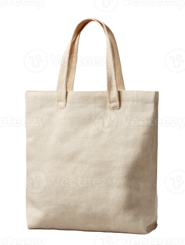 Light-colored tote bag made of natural fabric with sturdy handles png