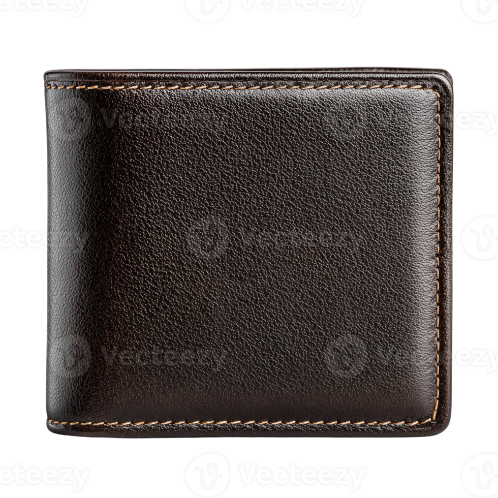 Dark Brown Leather Wallet with Fine Stitching and Textured Finish png