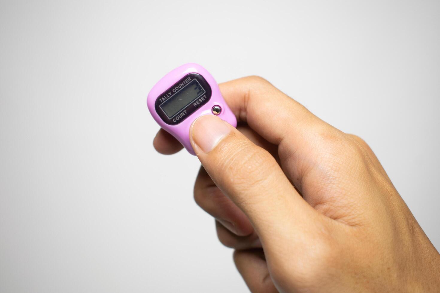 Hand holding a small, portable counter. photo