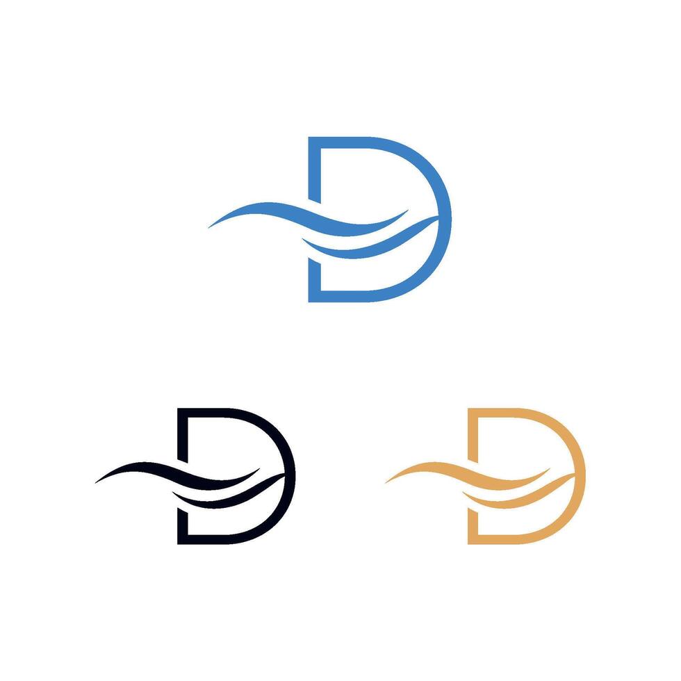 Letter D logo icon wave design template elements, wave logo with letter e design template, Suitable for business, poster, card, wave symbol and initial. vector