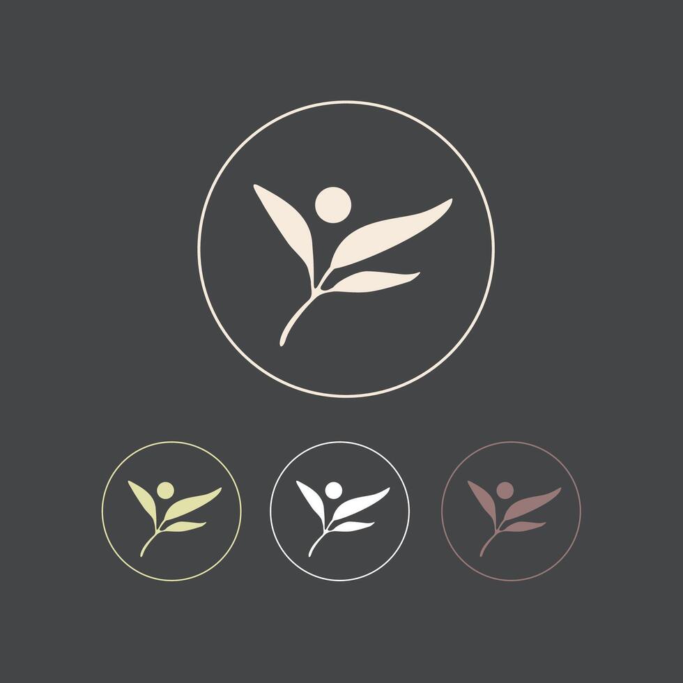 Leaf Tree monoline. illustration human yoga, Universal creative premium symbol. sign icon logo template. vector