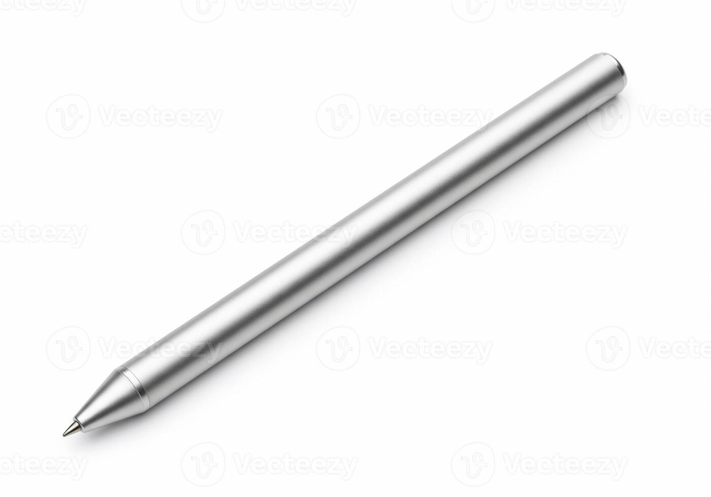 A pen with a metal tip on a white surface photo