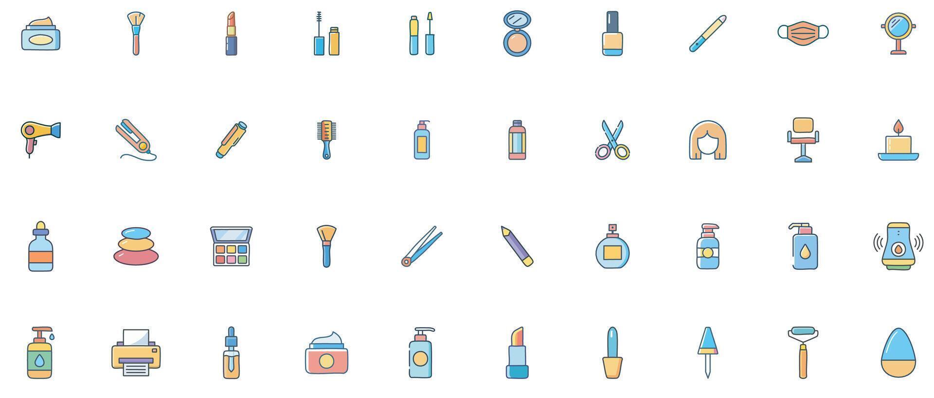Icons of beauty and hair products vector