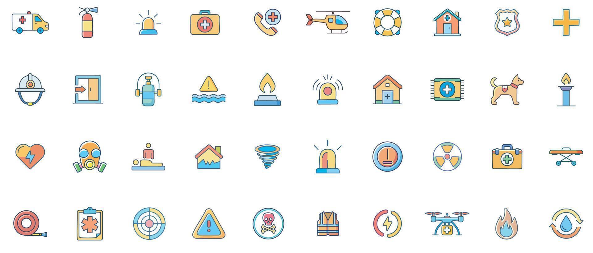 Emergency icons for safety and health vector