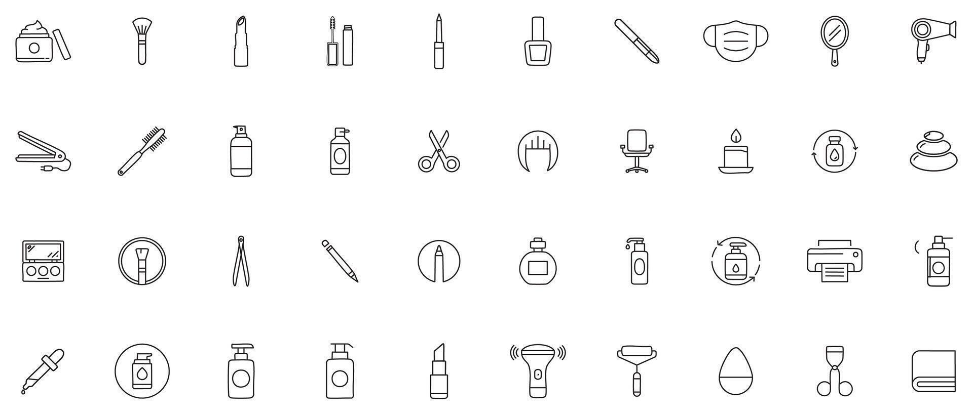 Beauty Essentials Line Art Icon Set vector