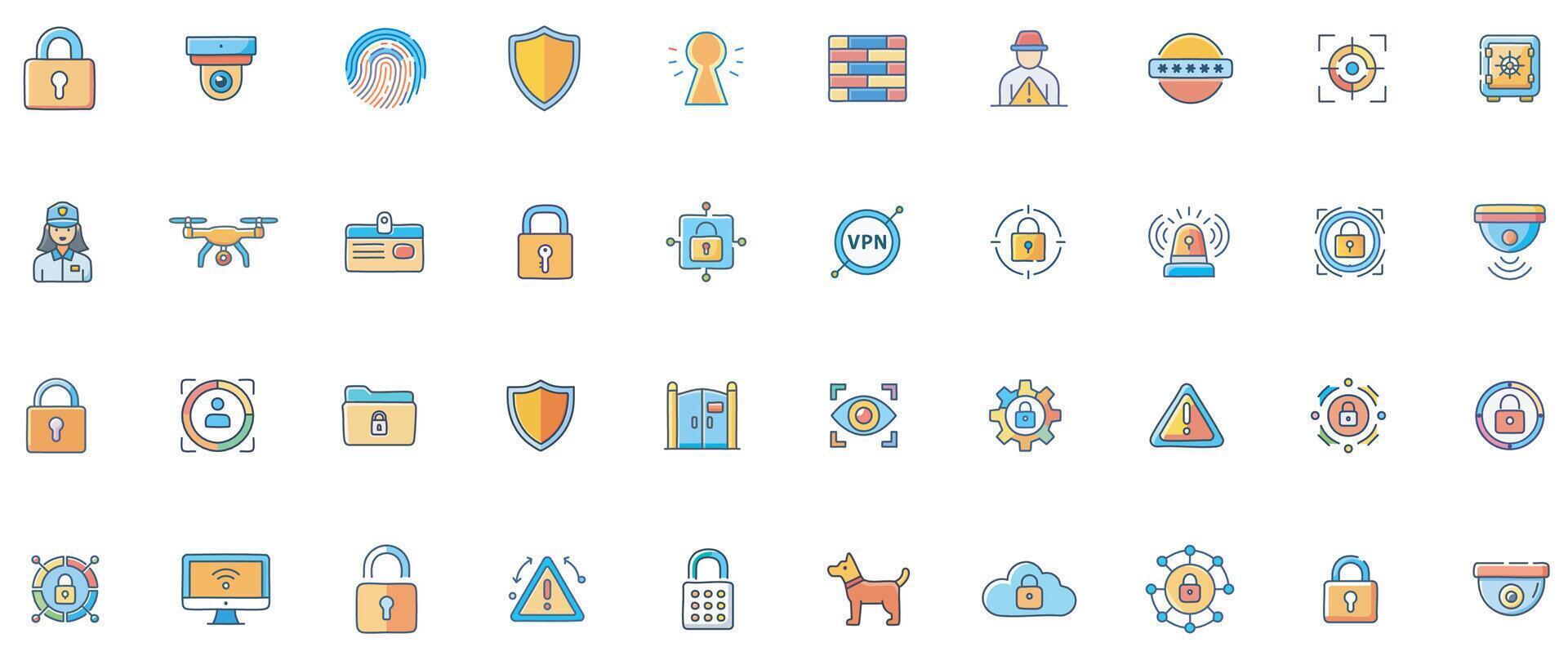 Security icons for digital protection vector
