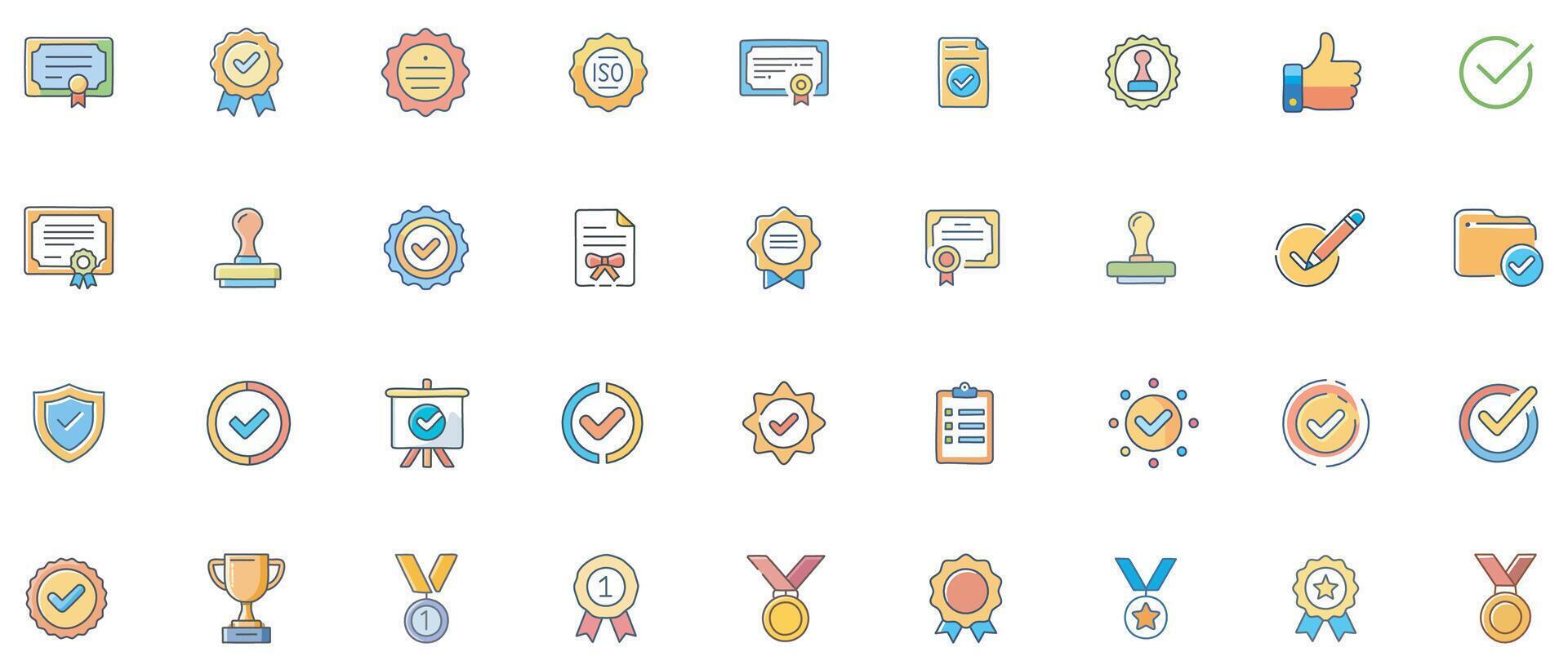 Achievement and certification icons vector