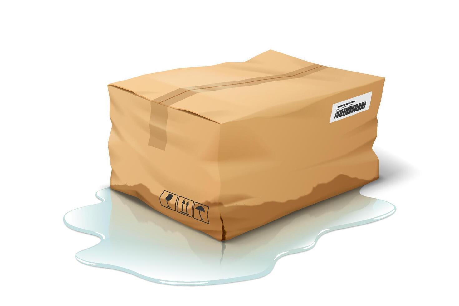 Wet package on a puddle vector