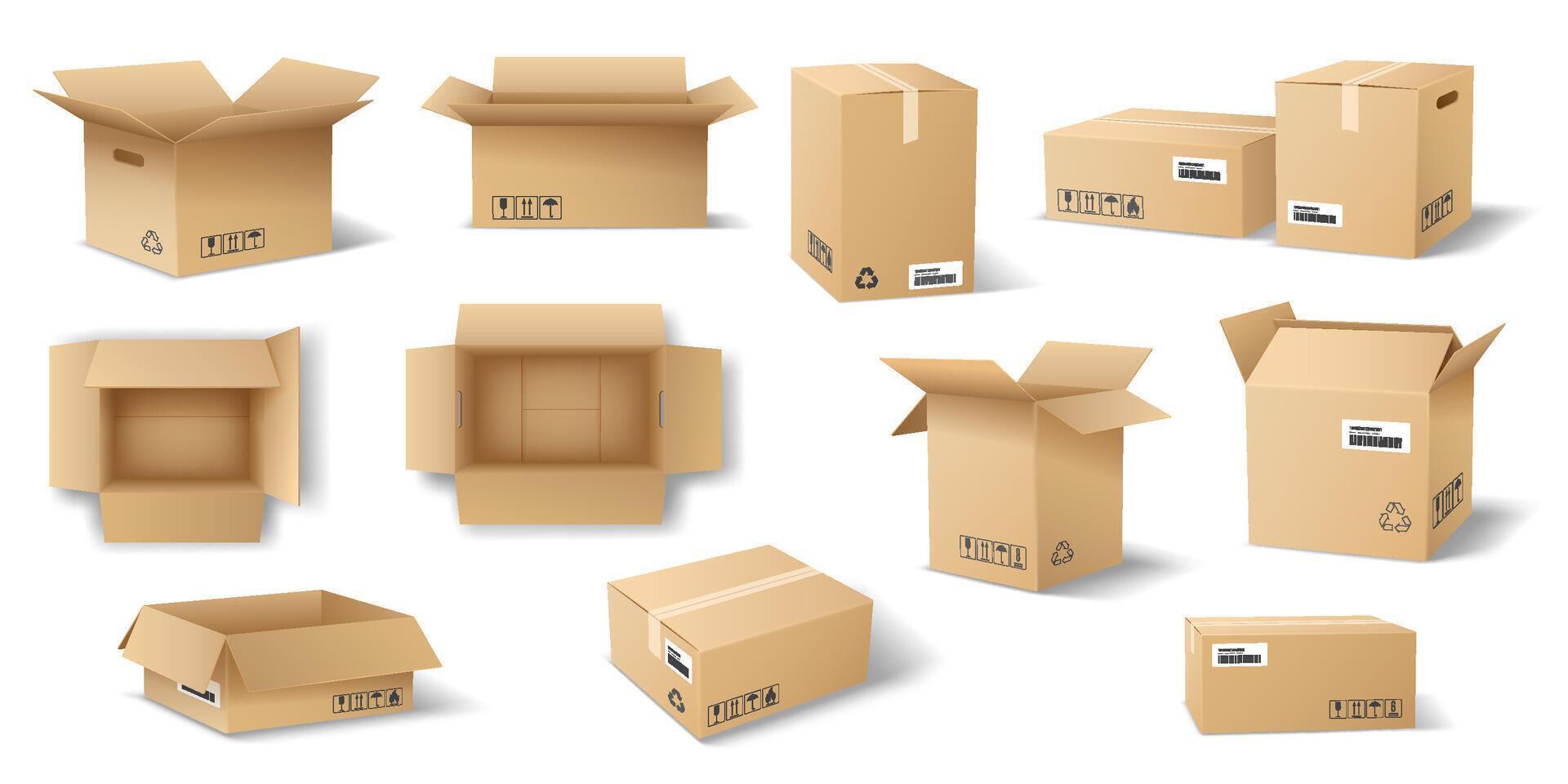 Collection of cardboard boxes vector
