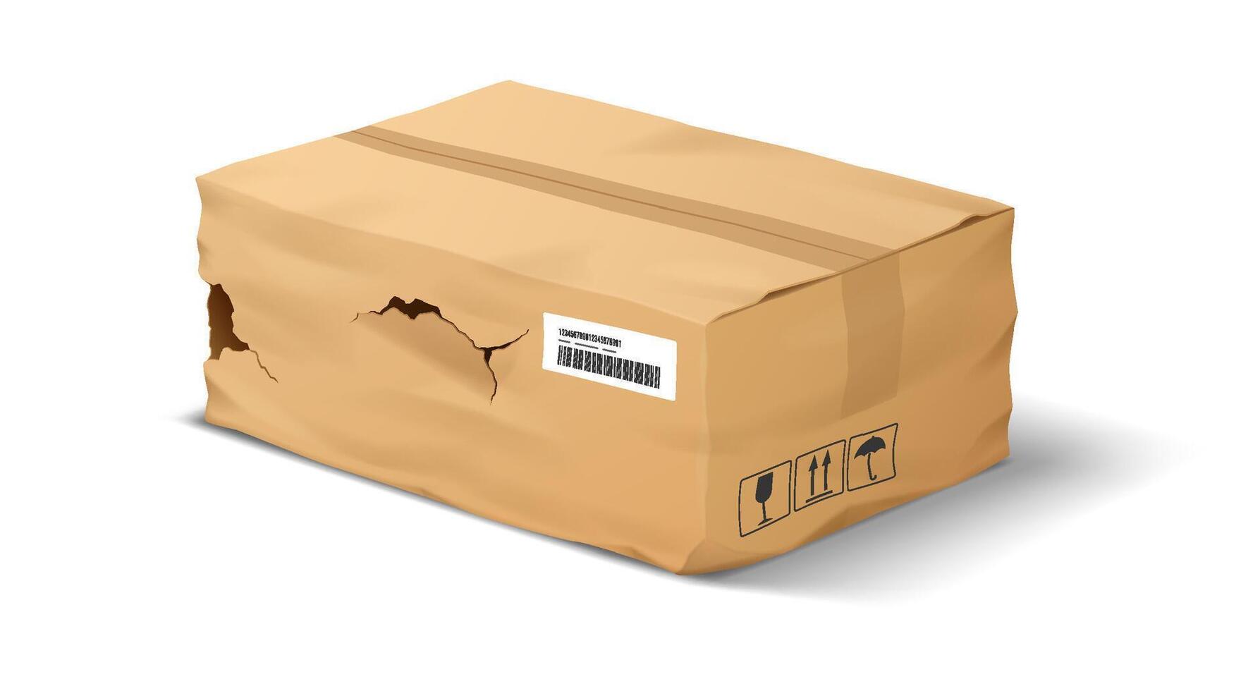 damaged cardboard shipping box vector