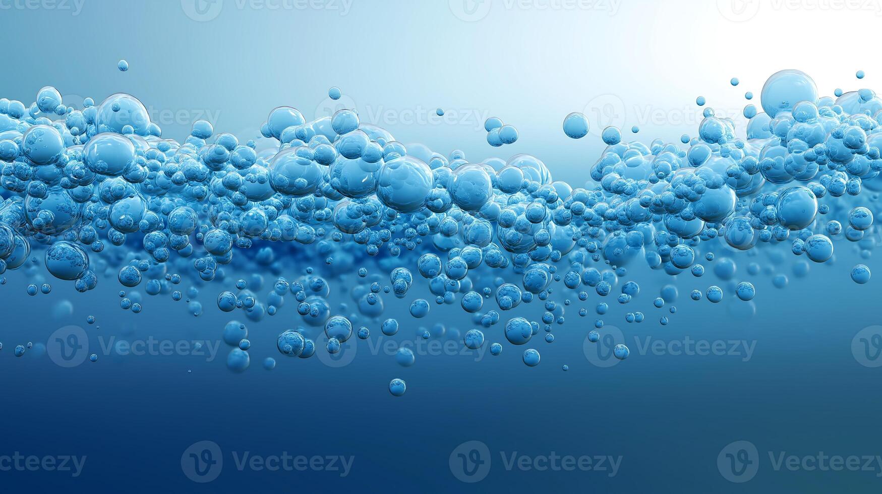 Floating Water Bubbles Background in Blue Liquid for Hygiene Concept4 photo