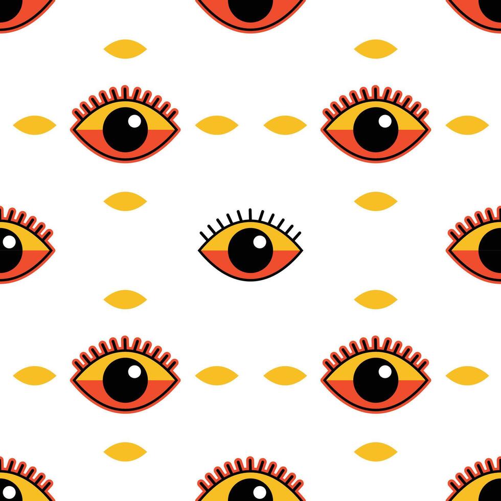 Retro Eye Seamless Pattern Cartoon Illustration vector