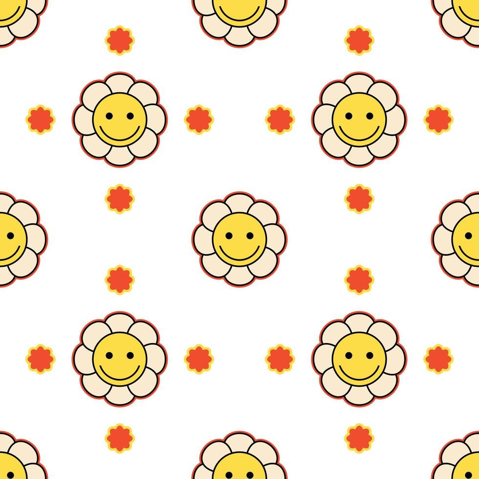 Cute Flower Seamless Pattern Cartoon Illustration vector