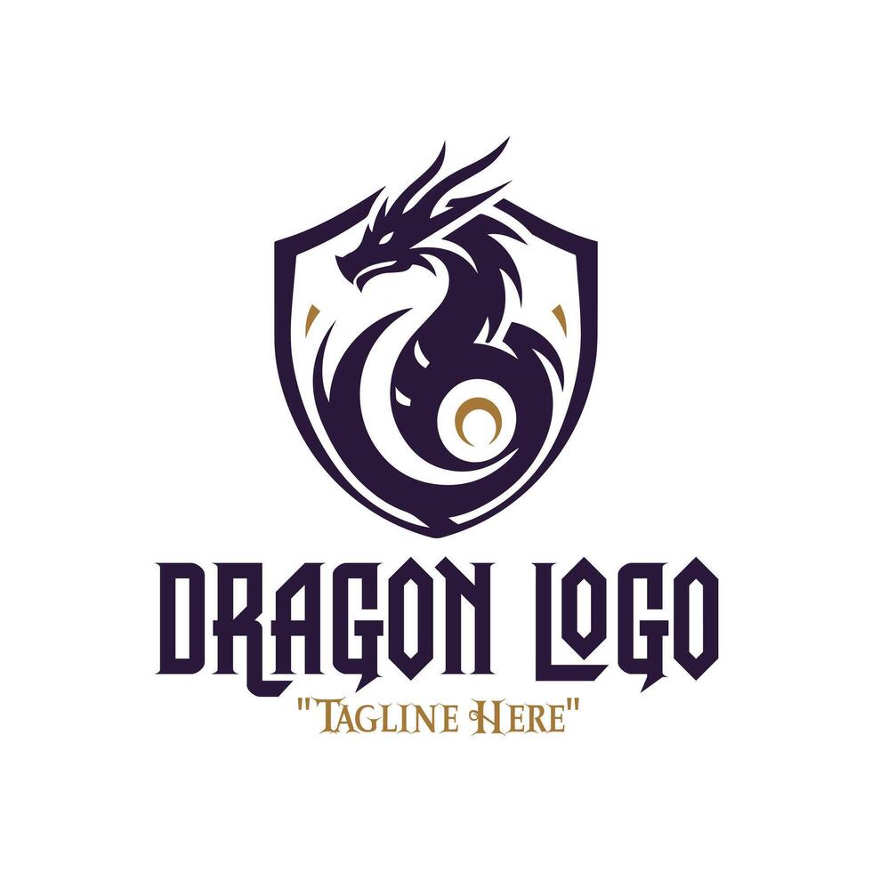 Majestic Purple and Gray Dragon Logo for Fantasy Branding and Iconic Identity vector
