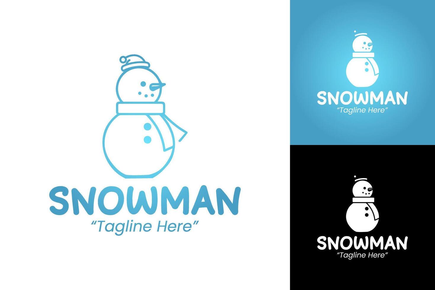 Sleek Winter Snowman Logo in Blue Gradient for Clean Branding and Holiday Event Identity vector