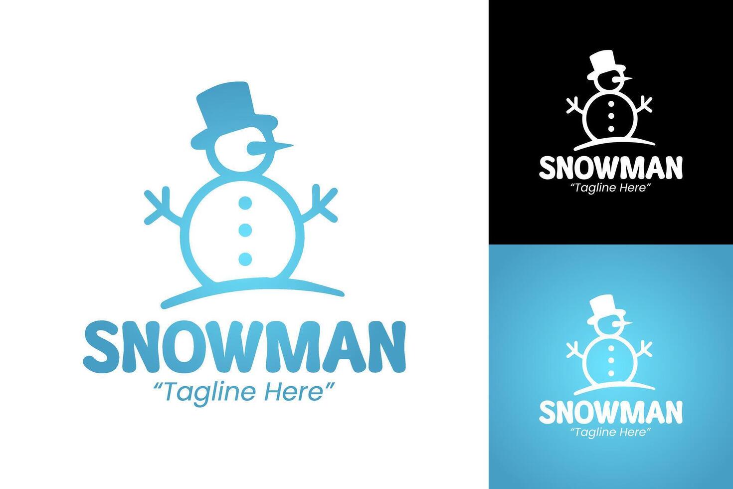 Elegant Winter Snowman Logo with Blue Gradient for Holiday and Seasonal Branding vector
