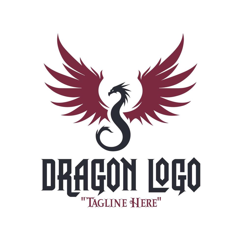 Iconic Black Dragon with Magenta Wings for Bold Branding and Fantasy Identity Design vector