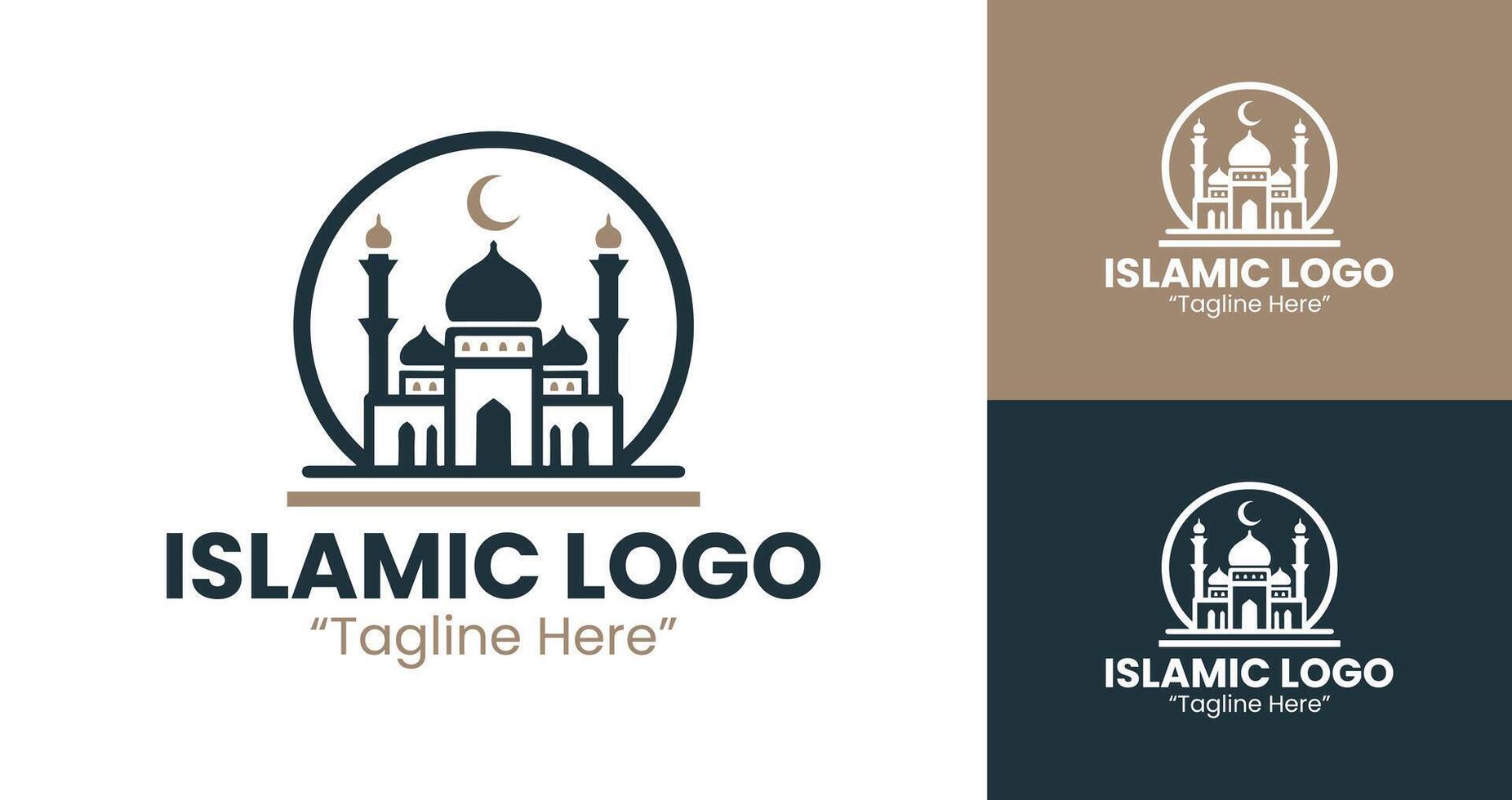 Composed Islamic Logo Design for Faith-Based Brands in Brown and Dark Blue vector