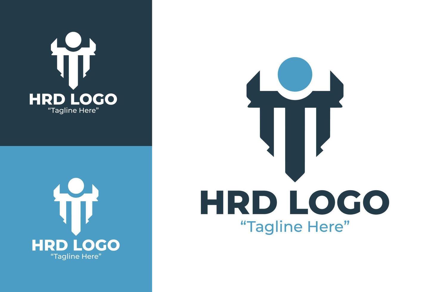 Modern HRD Logo with Blue Shades for Professional Human Resource and Workforce Branding vector