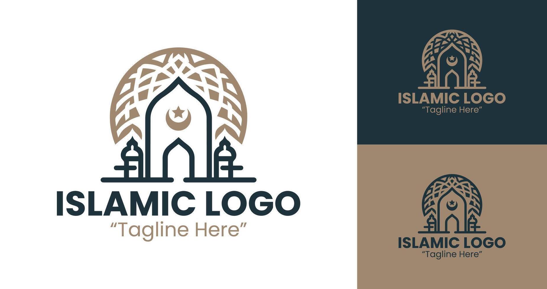 Contemporary Islamic Branding Symbol in Dark Blue and Brown with Clean and Balanced Composition vector