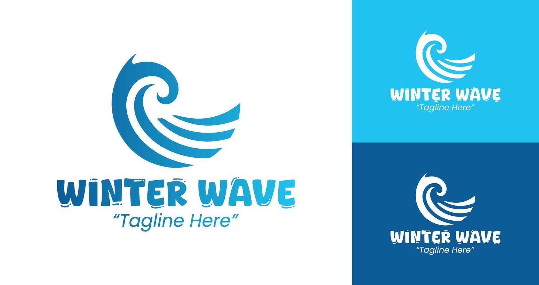 Minimalist Winter Wave Logo with Blue Gradient for Modern Branding and Seasonal Identity vector