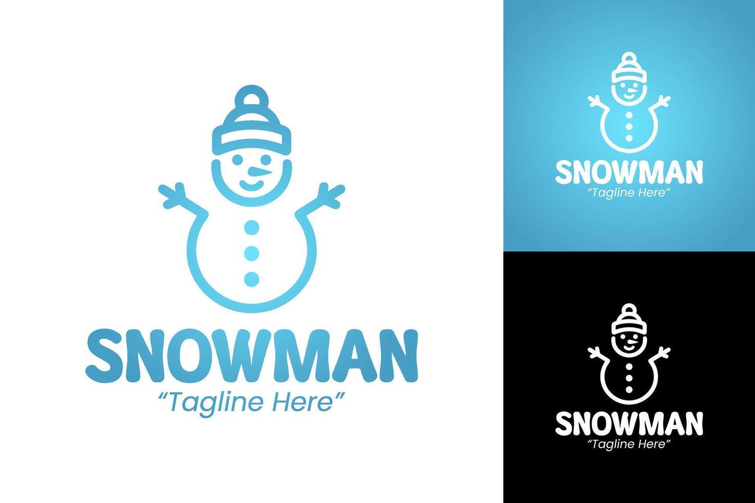 Winter Snowman Logo in Blue Gradient for Seasonal Event Branding and Holiday Identity vector
