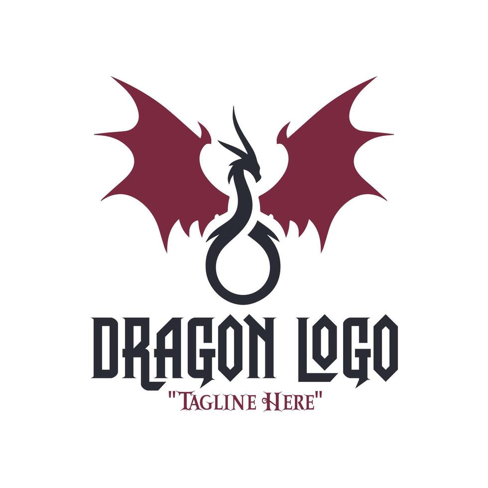 Fierce Black Dragon Logo with Magenta Wings for Dynamic Fantasy Branding and Identity vector