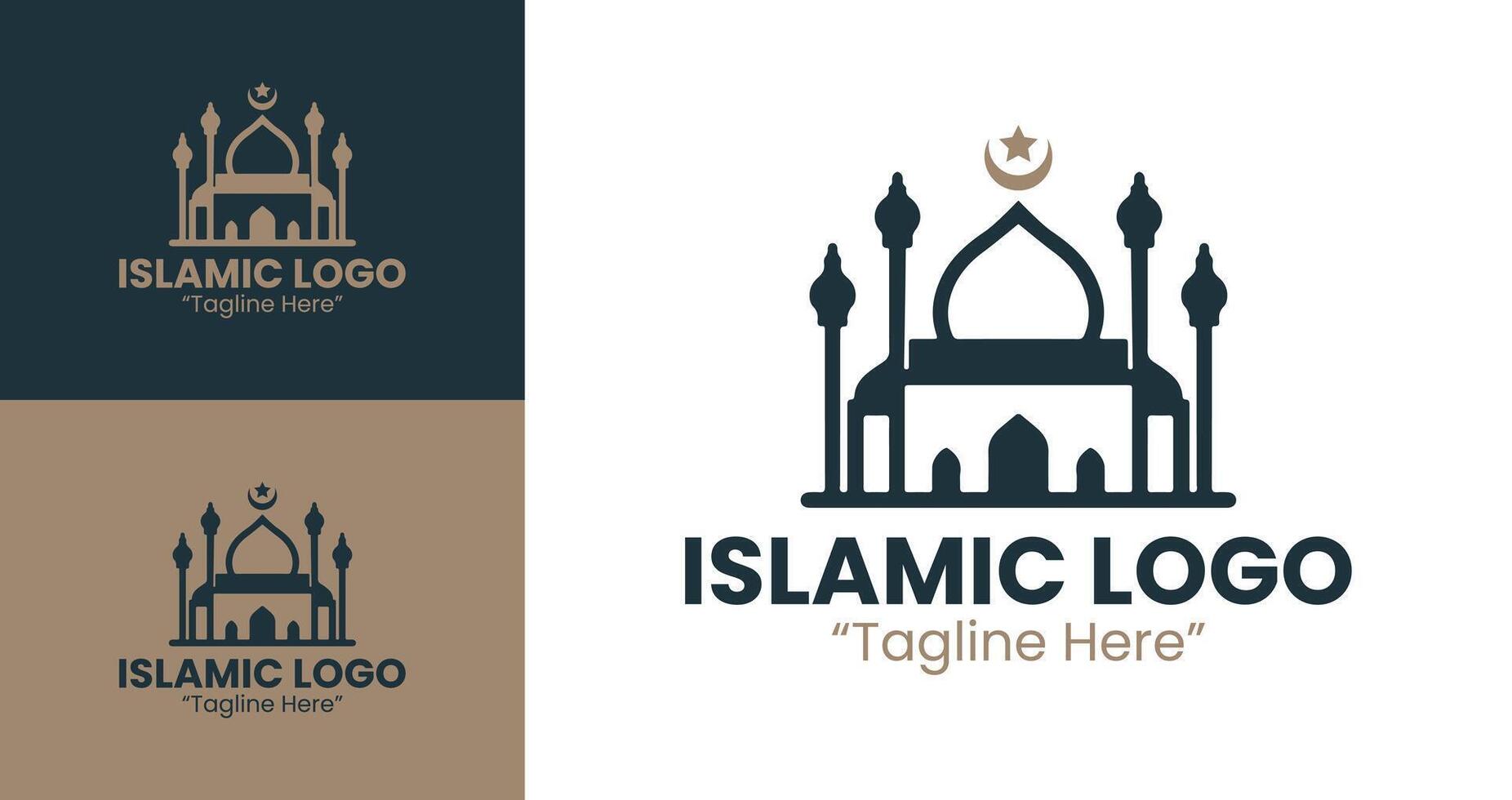 Balanced Faith-Based Islamic Logo with Brown and Navy for Cultural Identity Branding vector