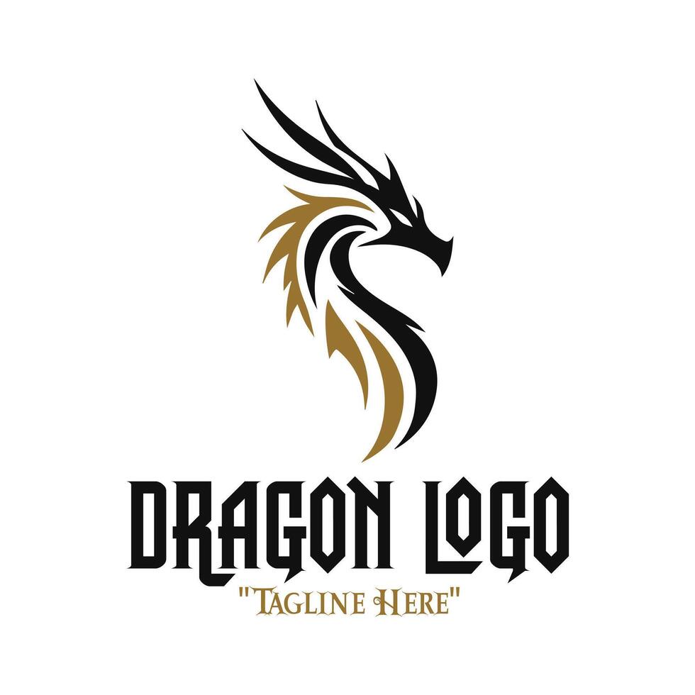 Elegant Black Dragon Logo with Gold for Premium Fantasy and Luxury Branding vector
