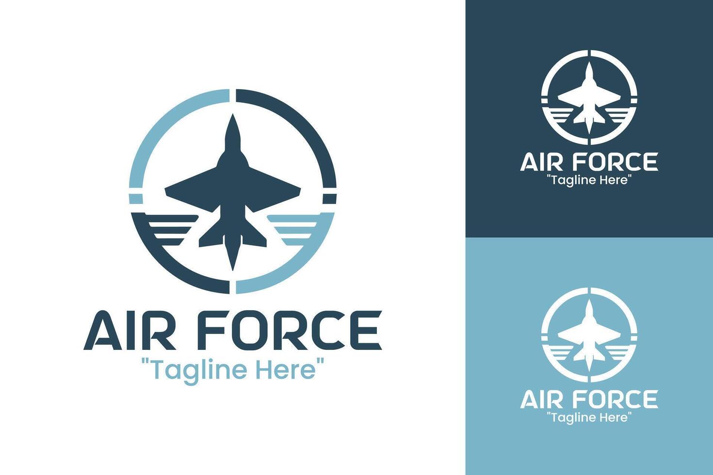 Modern Air Force Logo in Light Blue and Dark Blue for Military Branding and Aviation Identity vector