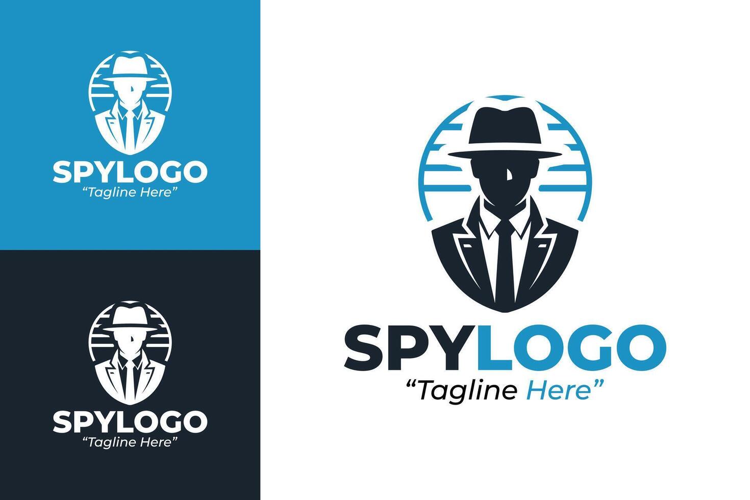 Stealthy Spy Logo with Light and Dark Blue Colors for Covert Operations and Espionage Branding vector