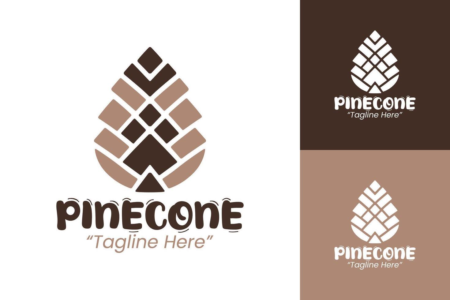 Minimalist Pinecone Logo in Light Brown and Dark Brown for Natural Environment Branding vector