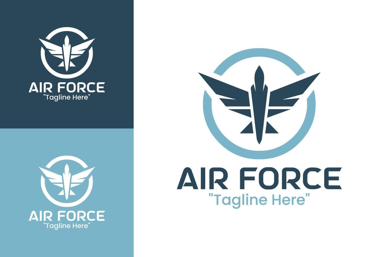 Strategic Military Air Force Logo in Dual Blue for Defense Branding and National Pride vector