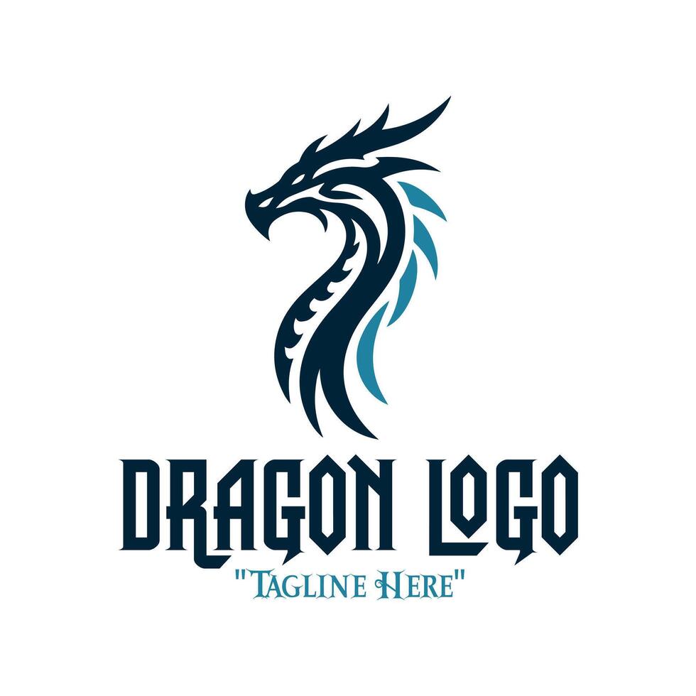Iconic Sea Dragon Logo in Blue for Fantasy Branding and Nature-Inspired Identity vector