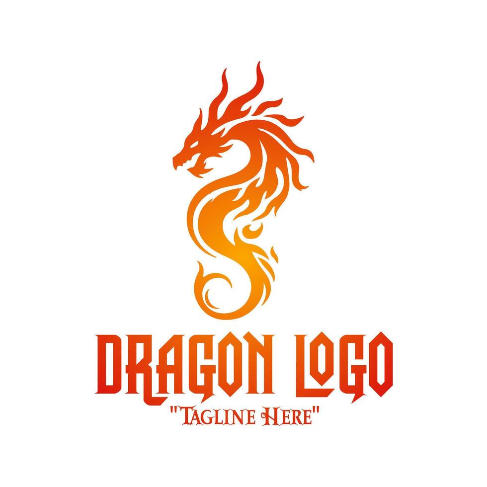 Dynamic Fire Dragon Logo in Orange to Red Gradient for Bold Branding and Iconic Identity vector