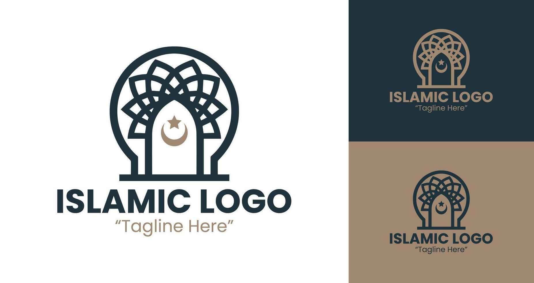 Modern Islamic Identity Design in Brown and Dark Blue for Sophisticated Spiritual Brands vector
