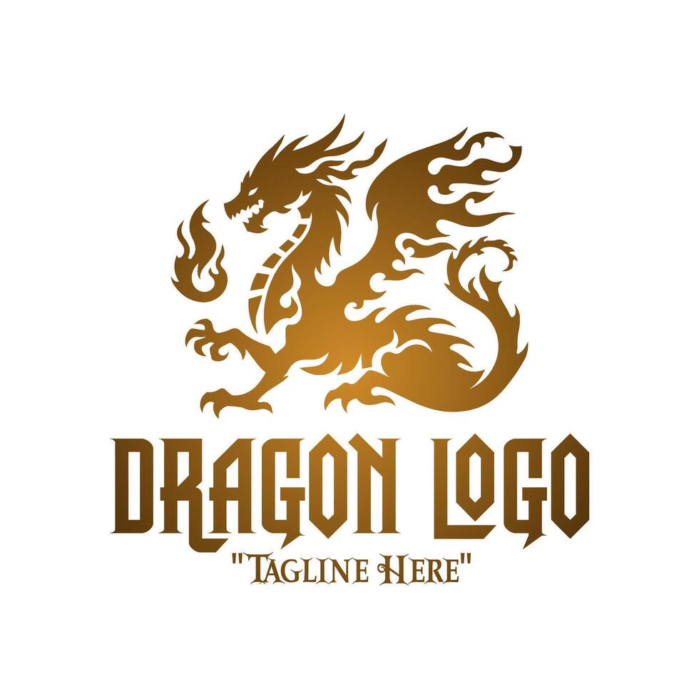 Royal Golden Dragon Logo for Iconic Branding and Fantasy Identity vector