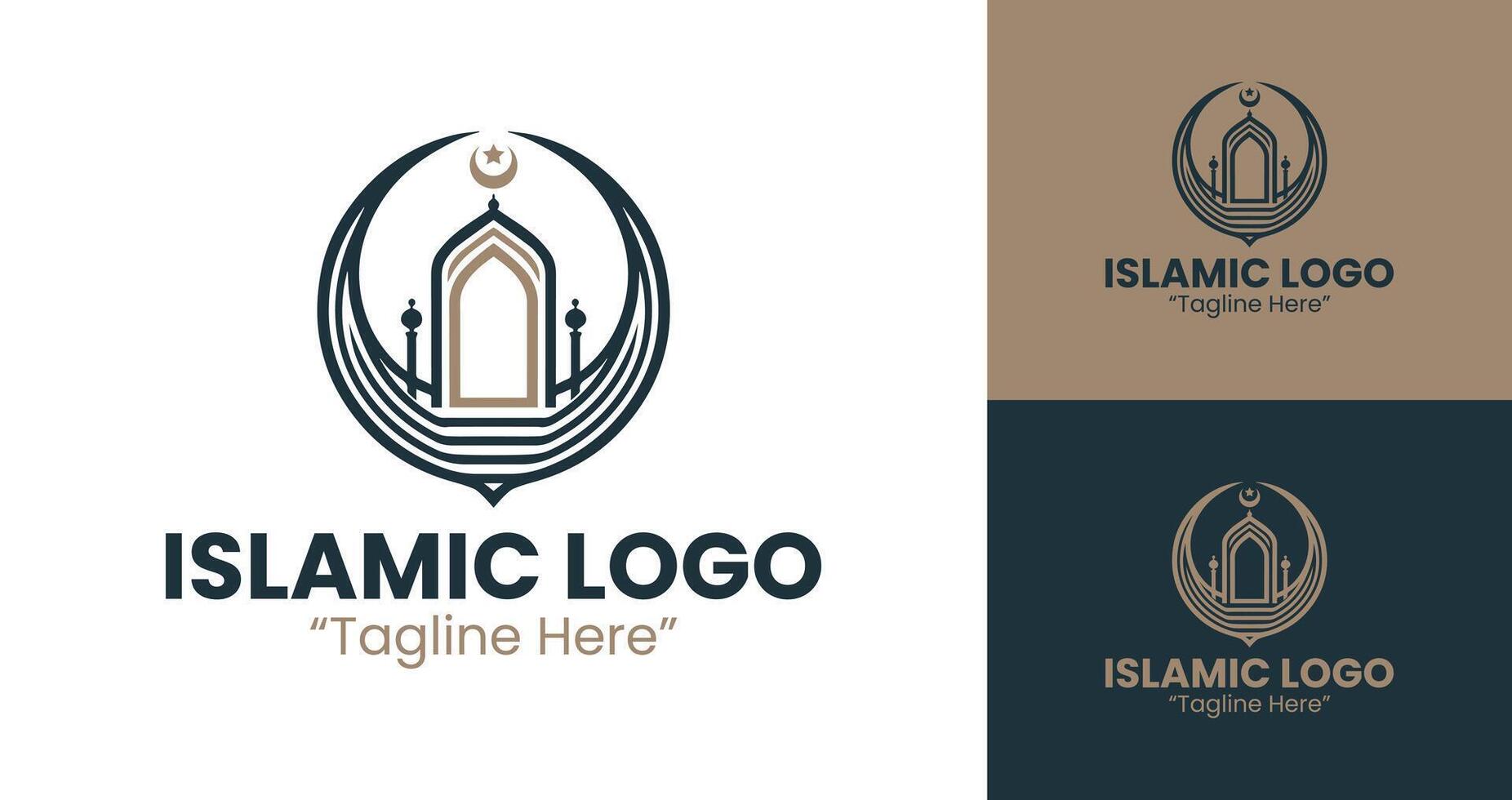 Minimal Islamic Logo in Rich Brown and Navy for Professional Cultural and Spiritual Branding vector