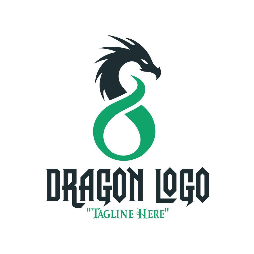 Symbolic Asian Dragon Logo in Dark and Light Green for Strong Mythical Branding vector
