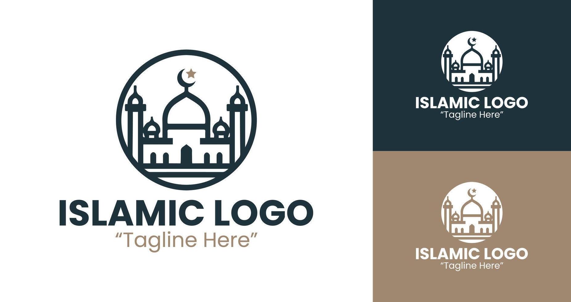 Neat Islamic Logo in Brown and Deep Blue with Minimalist Approach for Modern Businesses vector