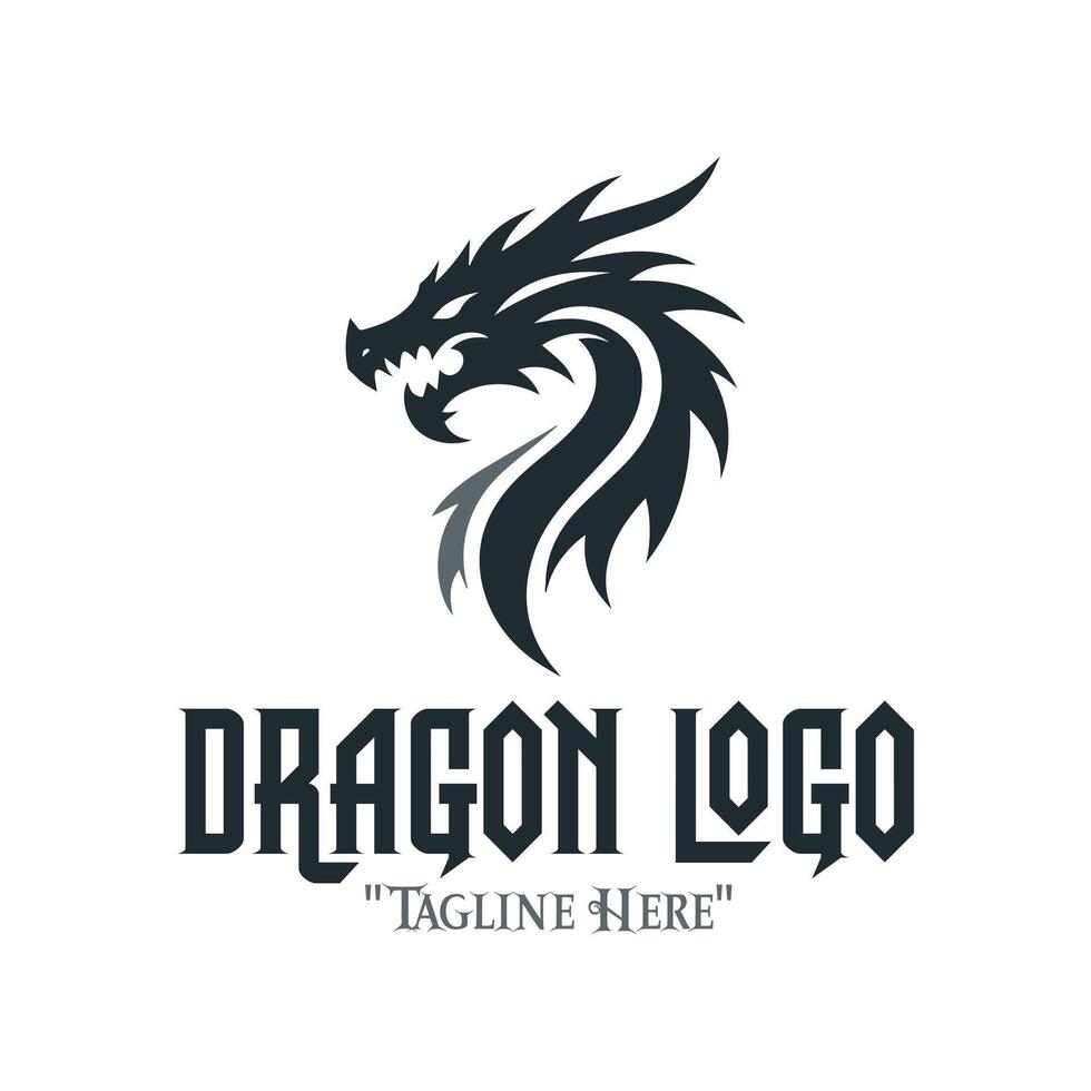 Majestic Iron Dragon Logo in Metallic Colors for Luxury Branding and Fantasy Identity vector