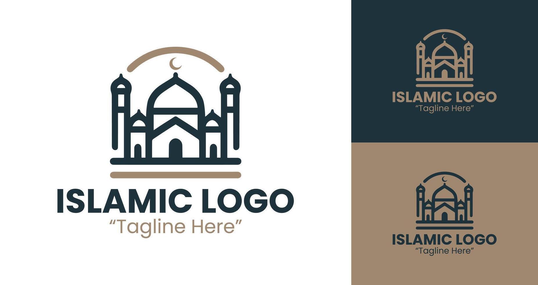 Subtle Islamic Logo Design with Brown and Deep Blue for Modern Faith-Based Brand Identity vector