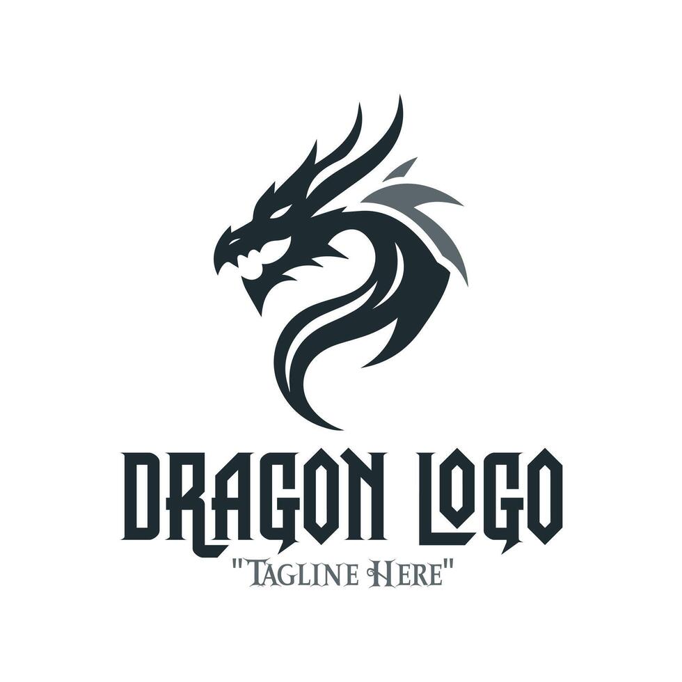 Metallic Iron Dragon Logo for Powerful Fantasy Branding and Modern Identity vector