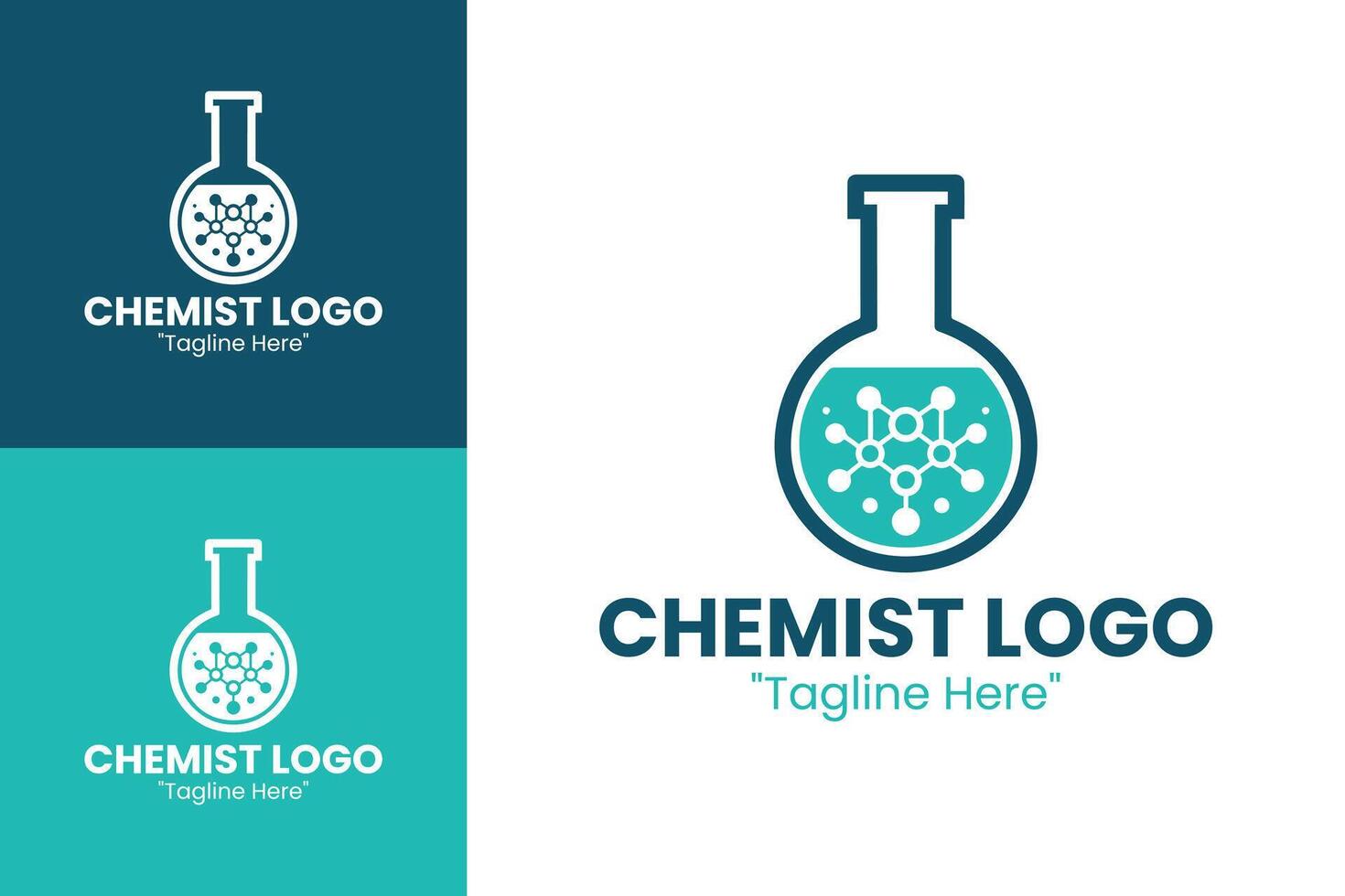 Minimalist Chemist Logo with Teal Flask for Scientific and Modern Branding Identity vector
