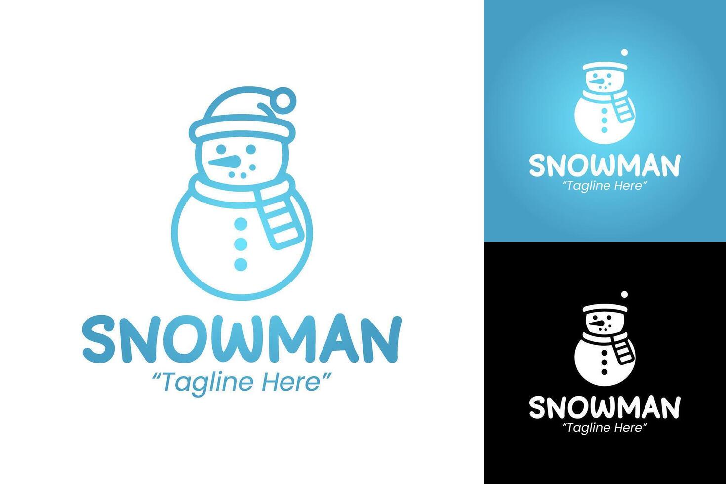 Bright Winter Snowman Logo with Blue Gradient for Branding and Holiday Promotions vector