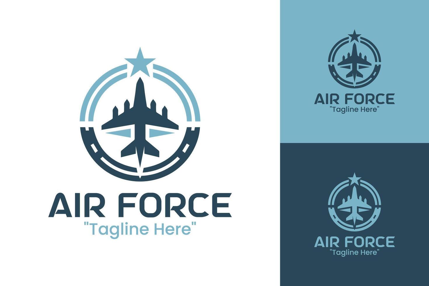 Professional Air Force Emblem in Blue Gradient for Aviation and Strategic Defense Branding vector