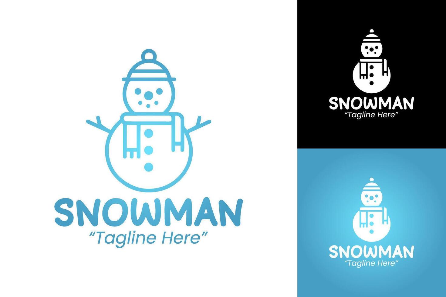 Charming Winter Snowman Logo in Blue Gradient for Seasonal Branding and Holiday Identity vector