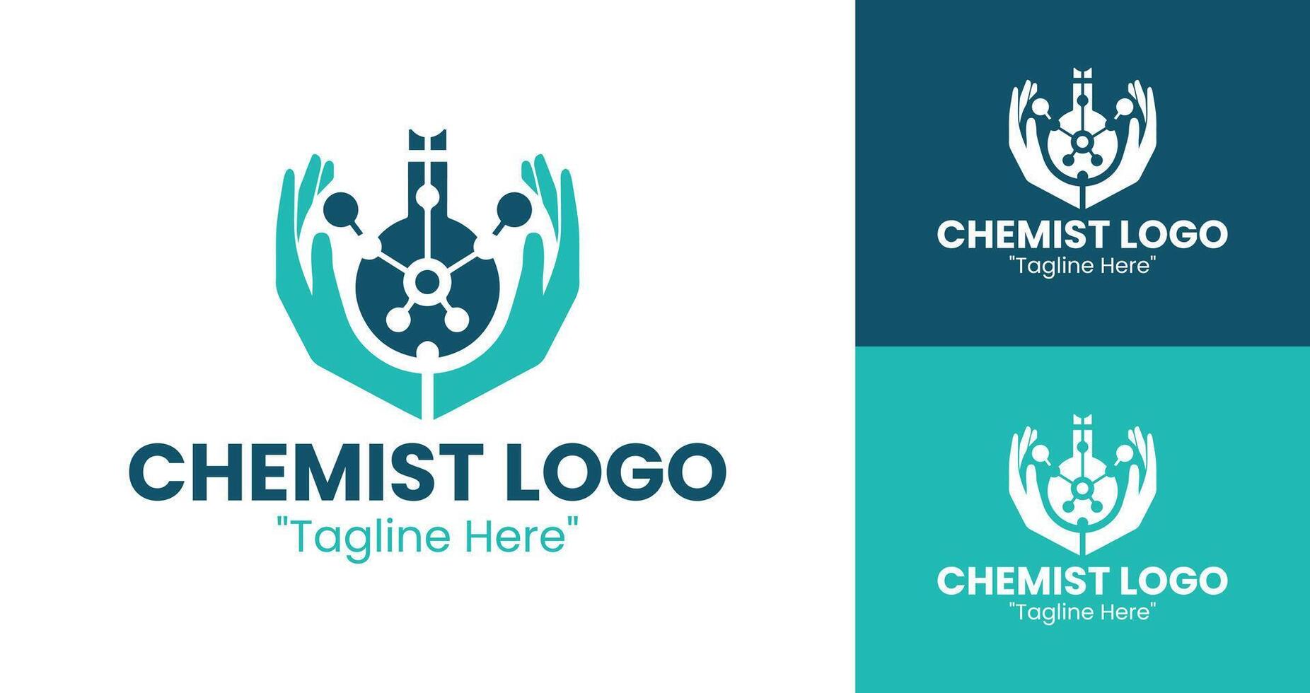 Sleek Chemist Logo Featuring Laboratory Flask in Solid Teal for Branding and Identity vector