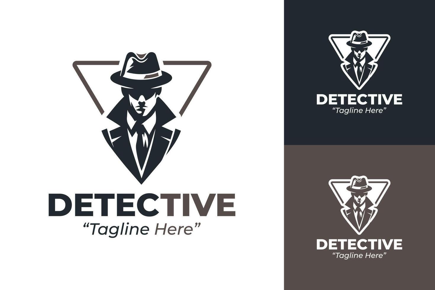 Mysterious Detective Logo in Dark Brown and Black for Sleuth and Investigative Branding vector
