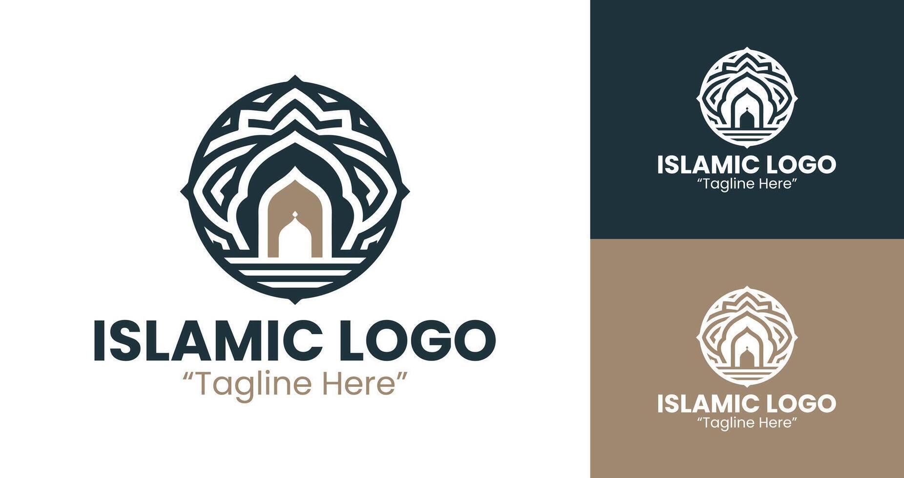Structured Islamic Branding Identity in Brown and Dark Blue with Clean Modern Aesthetic vector